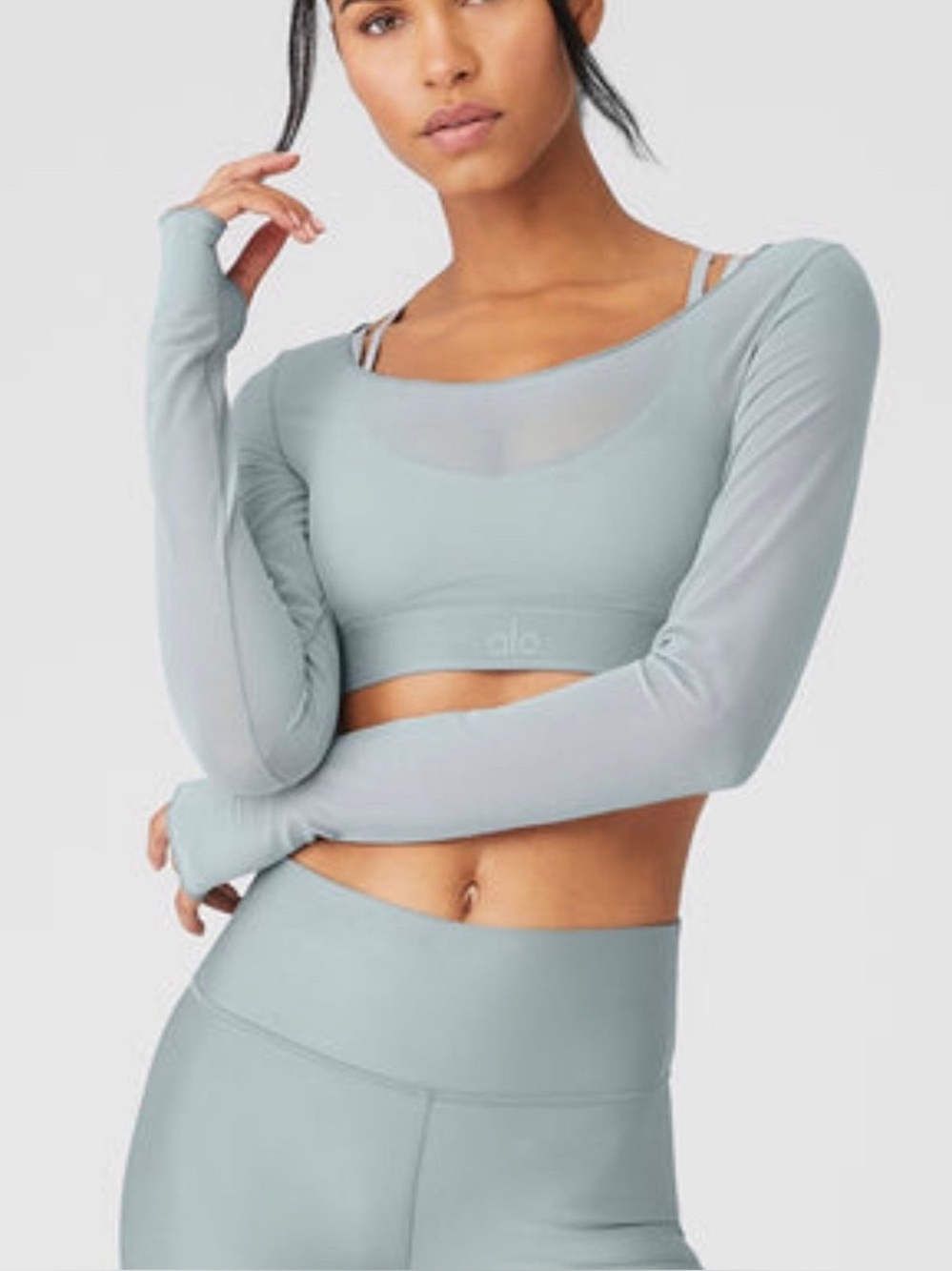 alo airlift ballet dreams bra - small - cosmic grey